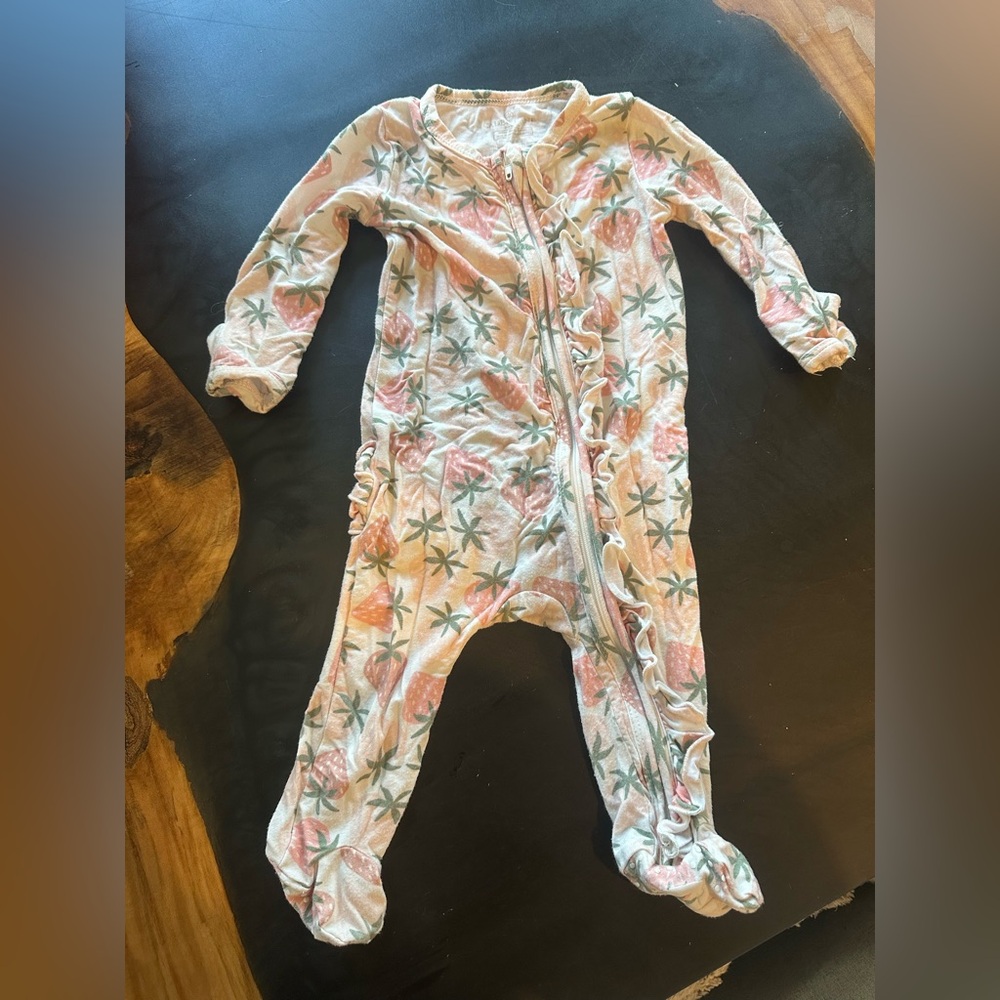 CADEN LANE ruffle butt zip onsie